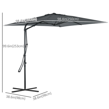 8FT Cantilever Patio Umbrella, Offset with Cross Base, Dark Gray Cantilever Umbrellas at Gallery Canada