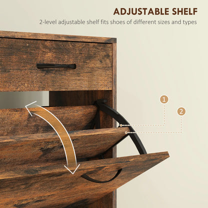 Narrow Shoe Storage, 2 Flip Drawers, Adjustable Shelves, 12 Pairs, Brown Shoe Storage Cabinets & Racks at Gallery Canada