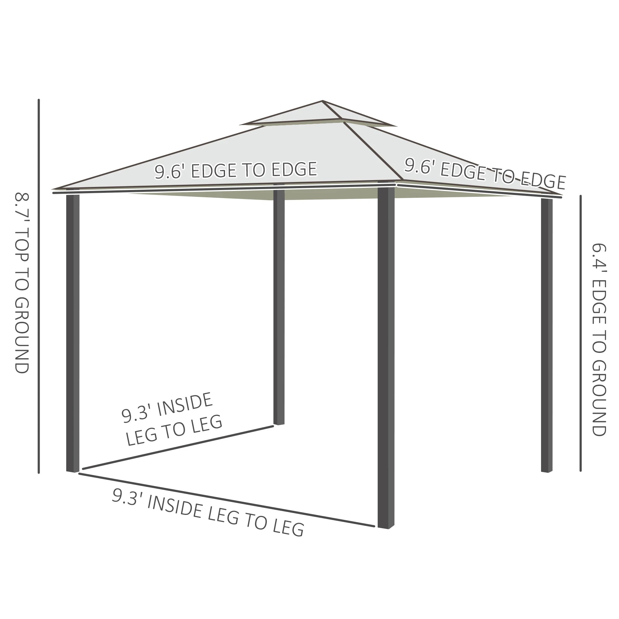 10' x 10' Patio Gazebo, Steel Frame, Mosquito Netting, Cream White Gazebos at Gallery Canada