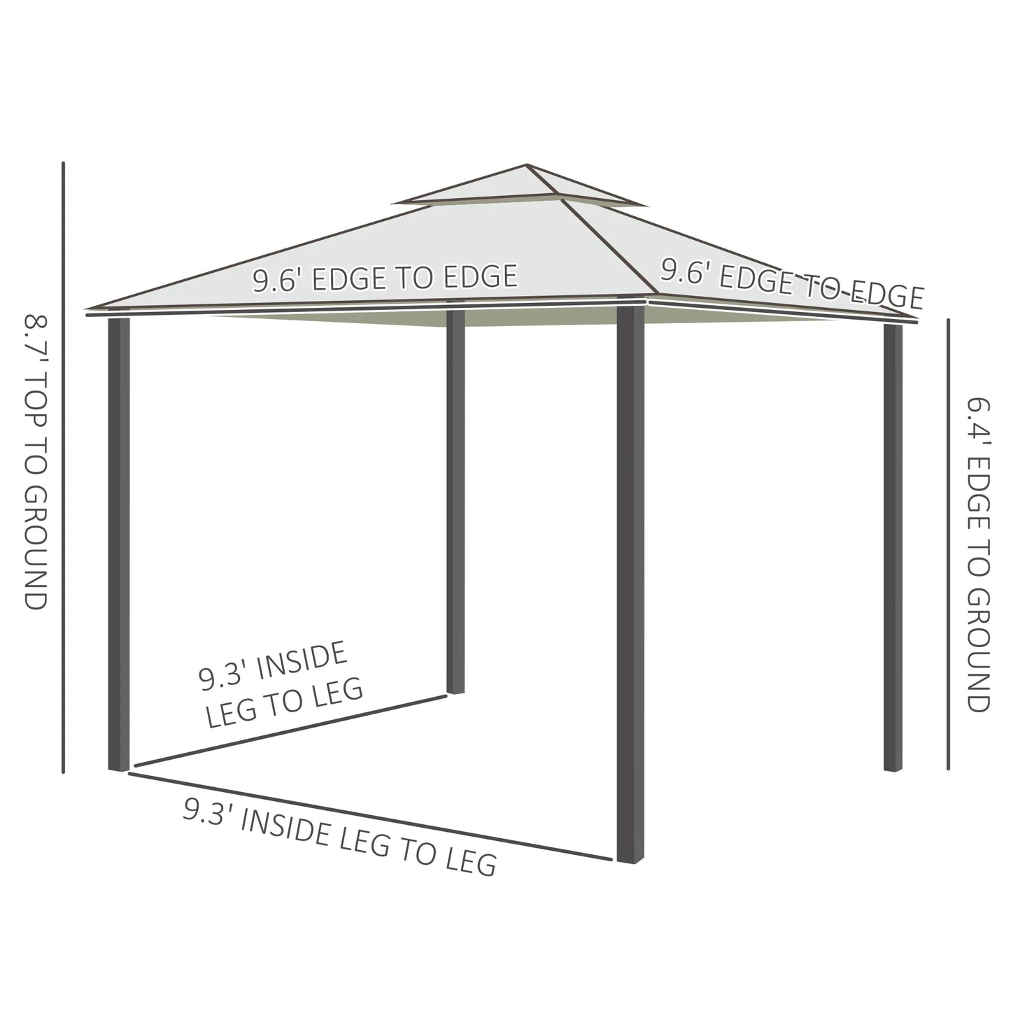 10' x 10' Patio Gazebo, Steel Frame, Mosquito Netting, Cream White Gazebos at Gallery Canada