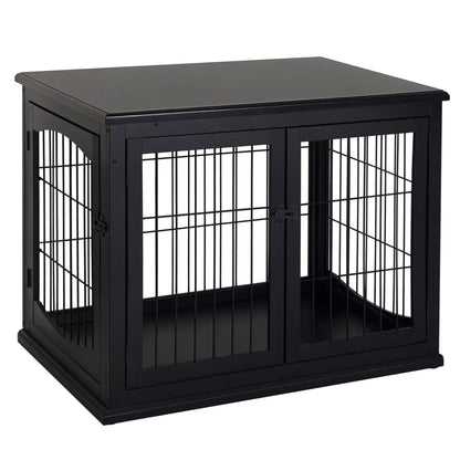 26" Wooden Dog Cage, Double Door, Modern Design, Black Houses, Kennels & Pens at Gallery Canada