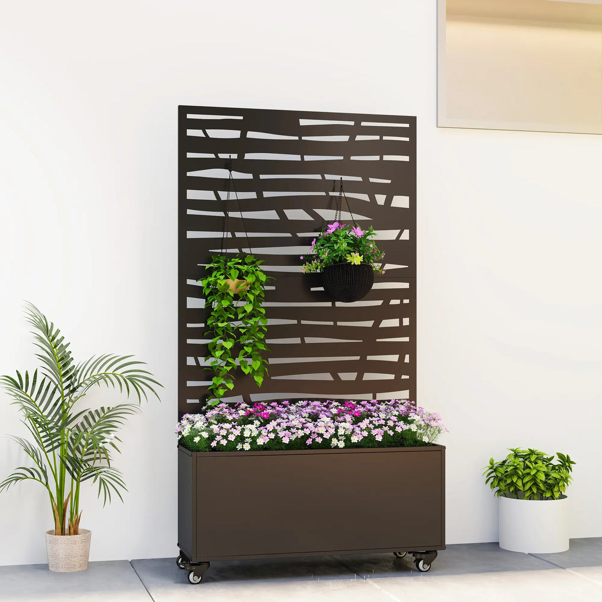 Metal Planter Box With Trellis, Raised Garden Bed With Privacy Screen Galvanized Planter Boxes at Gallery Canada