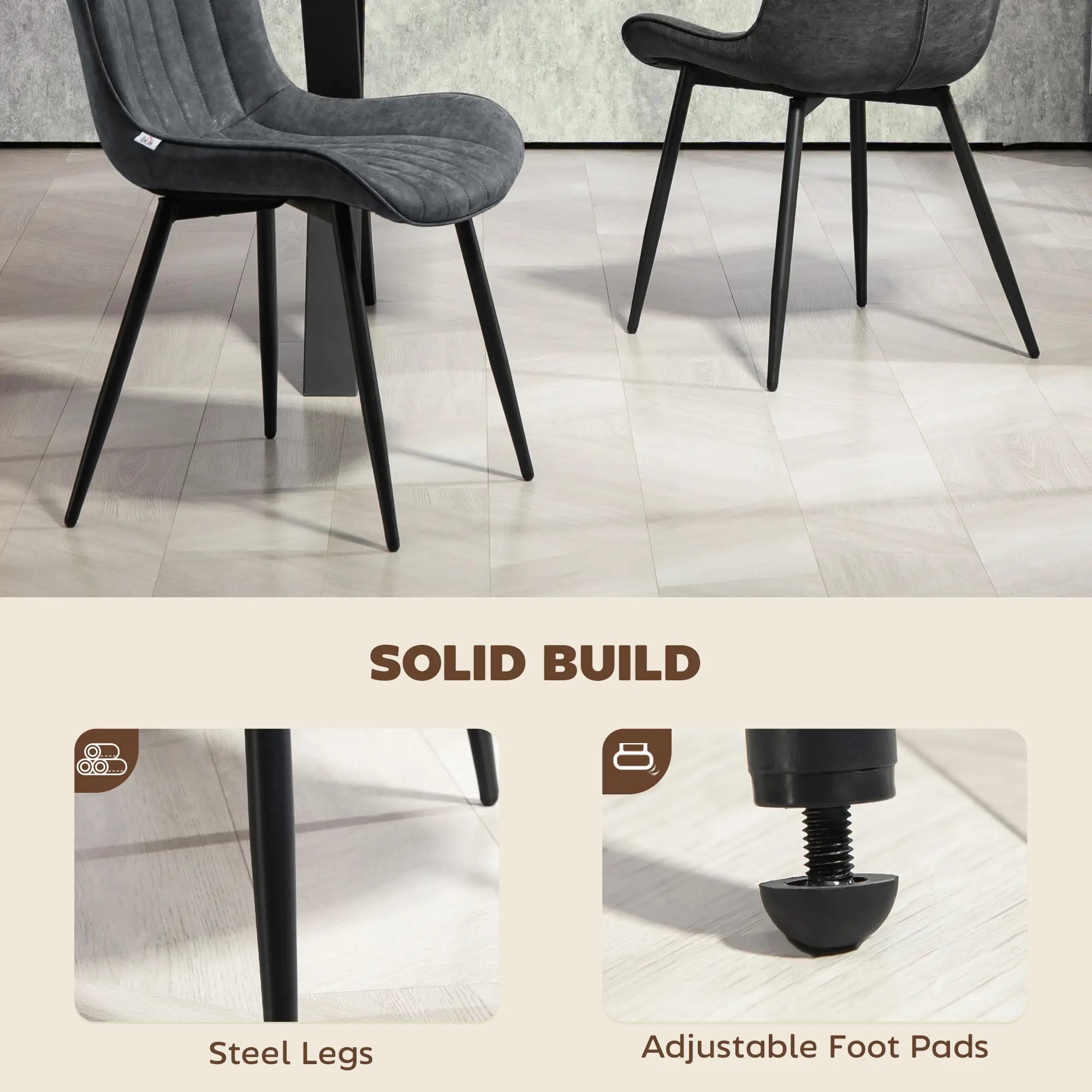 PU Leather Dining Chairs Set of 4, Steel Legs, Black Dining Chairs at Gallery Canada