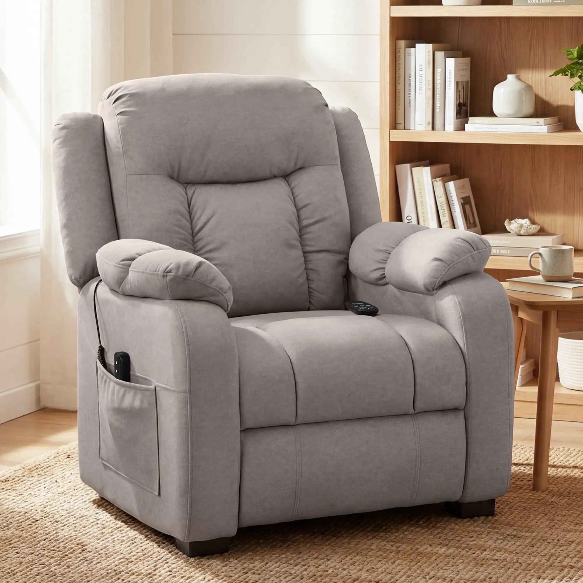 Massage Recliner Chair, Power Recliner, 2 Memory Positions, Brown Single Sofas at Gallery Canada