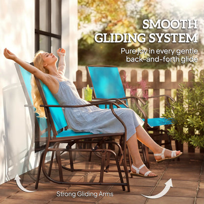 Outdoor Glider Chair With Table, 2-Seat Patio Loveseat, Blue Outdoor Gliders at Gallery Canada