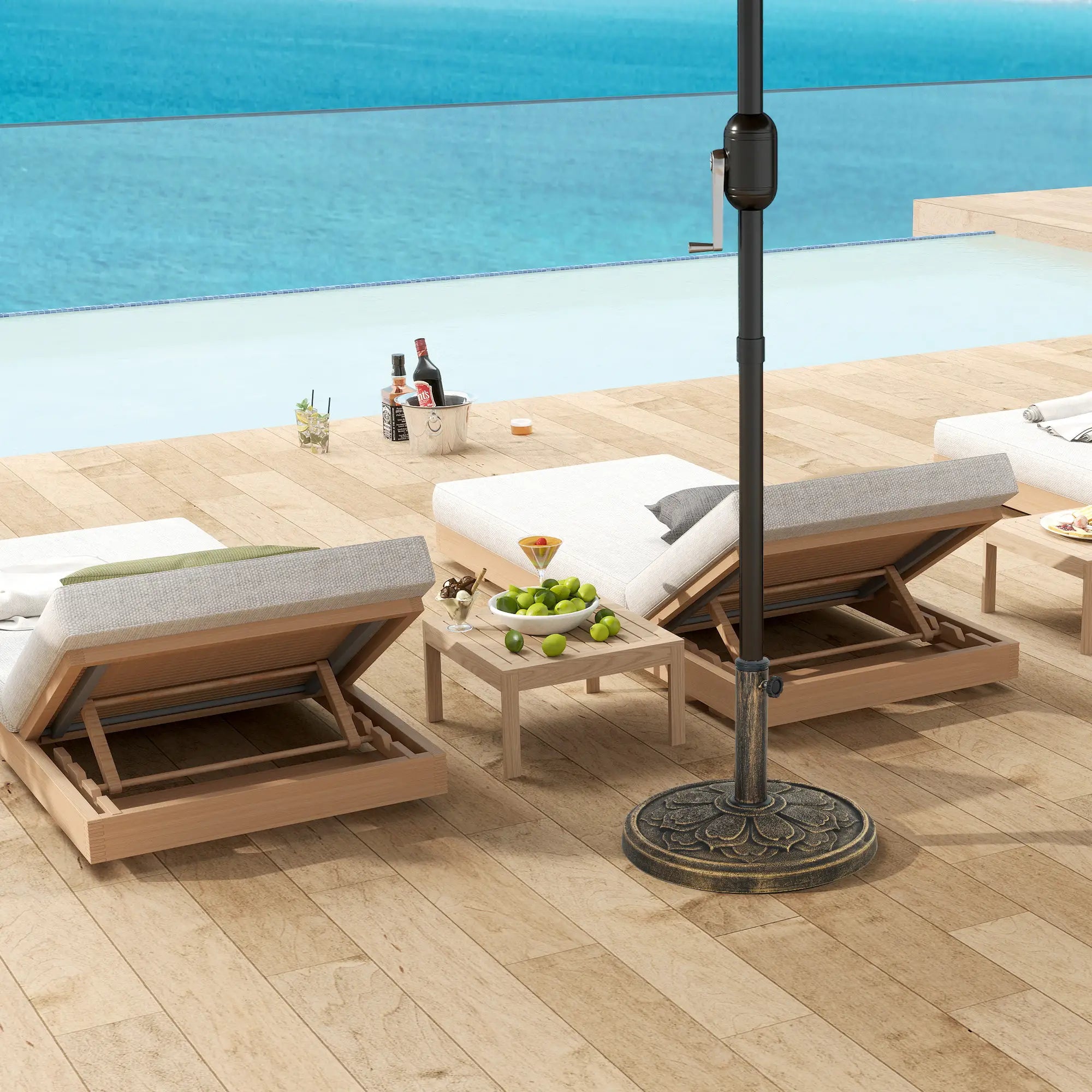 Round Patio Umbrella Base, 26 lbs Resin Stand, Fits 1.3