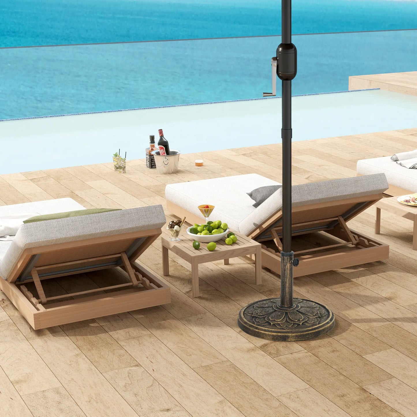 Round Patio Umbrella Base, 26 lbs Resin Stand, Fits 1.3"/1.5"/1.9" Poles, Bronze Umbrella Bases at Gallery Canada