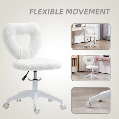 Armless Computer Desk Chair, Office Task Chair, Teddy Fleece, White Office Chairs at Gallery Canada