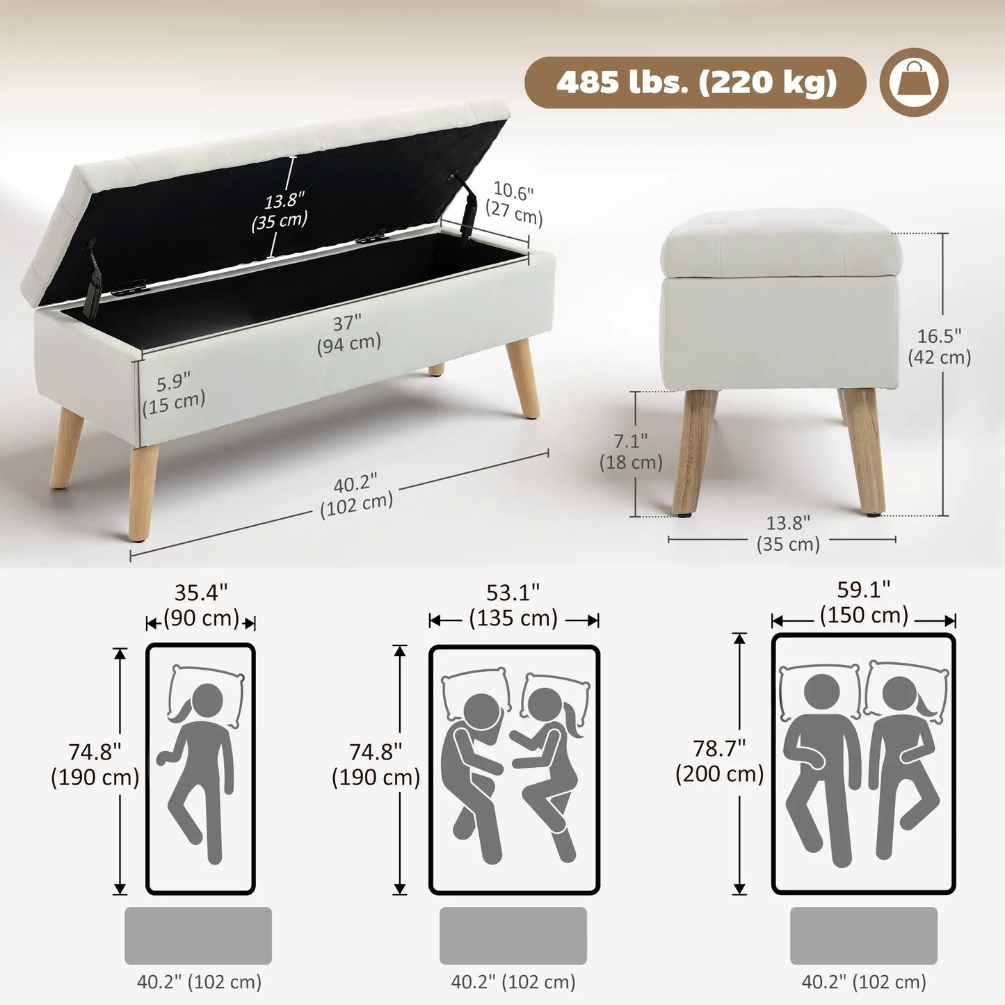 Storage Ottoman With Lid, Velvet Bench, Cream White Storage Ottomans & Benches at Gallery Canada