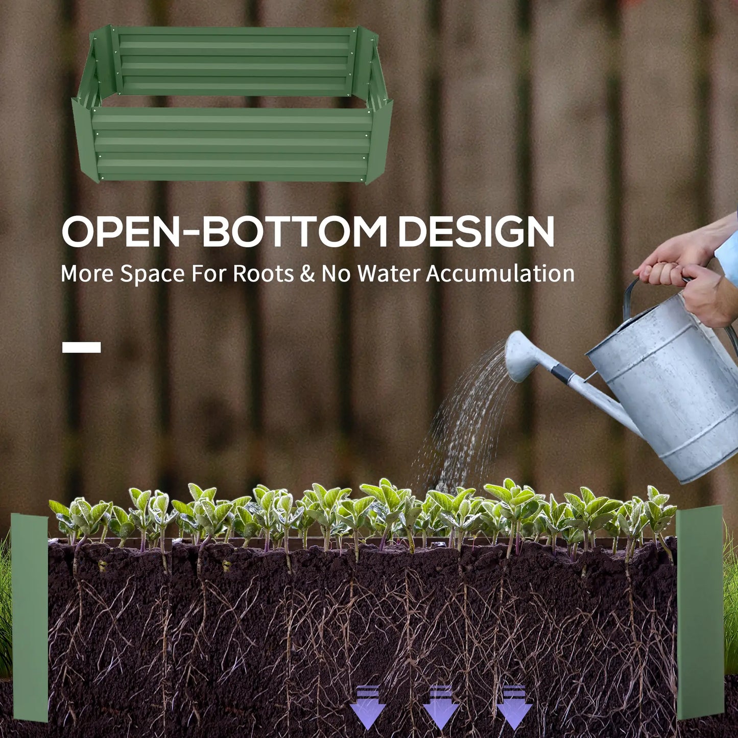 Steel Raised Garden Bed Set, 39"x20"x12", Green