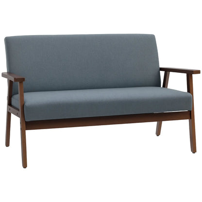 Compact Loveseat Sofa, Linen Fabric, Rubber Wood Legs, Dark Grey 2-Seater Sofas Dark Grey, Coffee at Gallery Canada