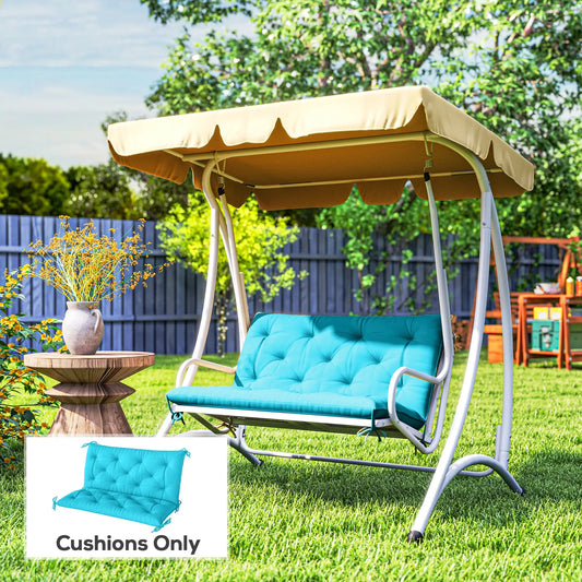 Garden Bench Cushion with Backrest, 2 Seater Thick Pad, Turquoise Patio Chair Cushions Turquoise at Gallery Canada