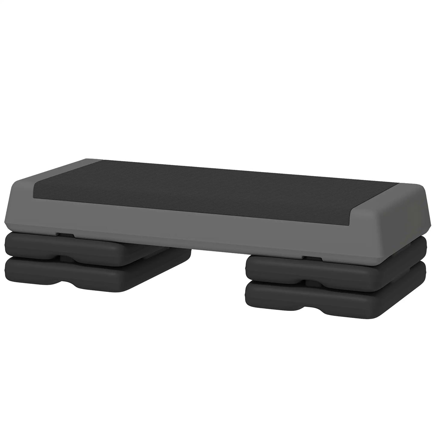 Adjustable Exercise Step Platform, 3-Level, 4", 6", 8", 550lbs, Grey Aerobic Equipment Black and Grey at Gallery Canada