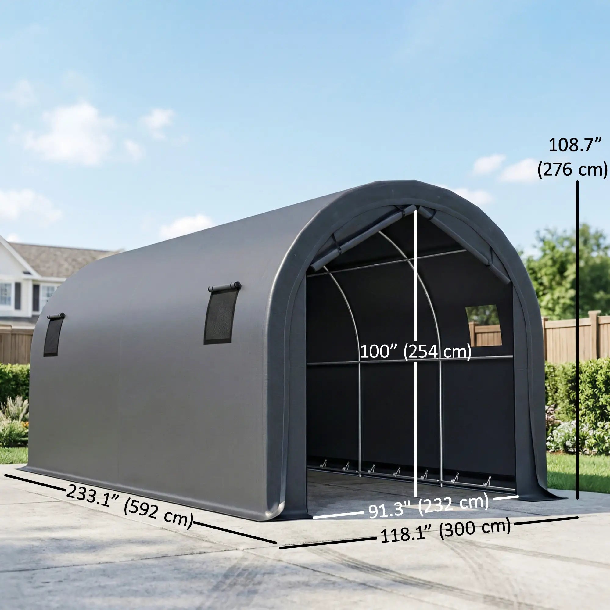 10' x 19' Heavy Duty Carport, Portable Garage Canopy Tent, Dark Grey Car Shelters at Gallery Canada