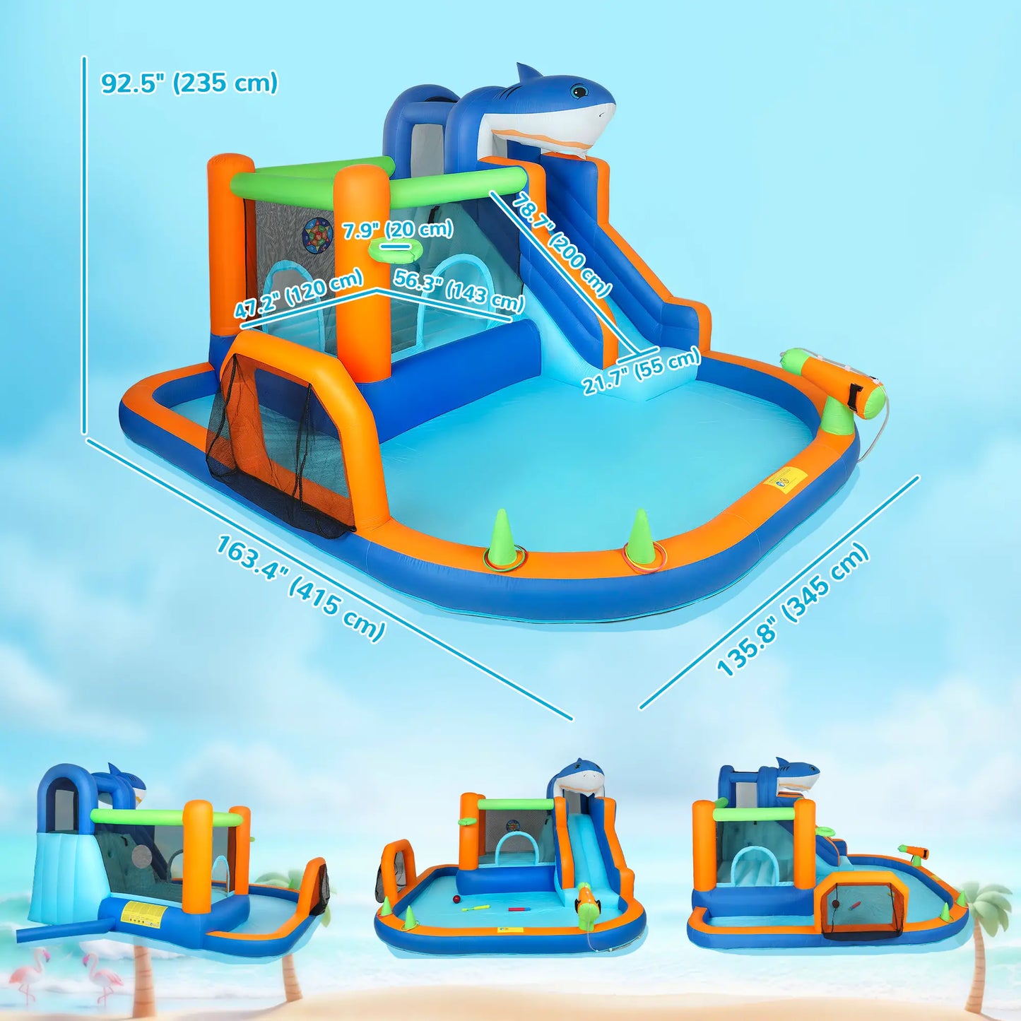 Inflatable Bounce House, Sharks Theme, Slide and Pool, Blue Inflatables at Gallery Canada