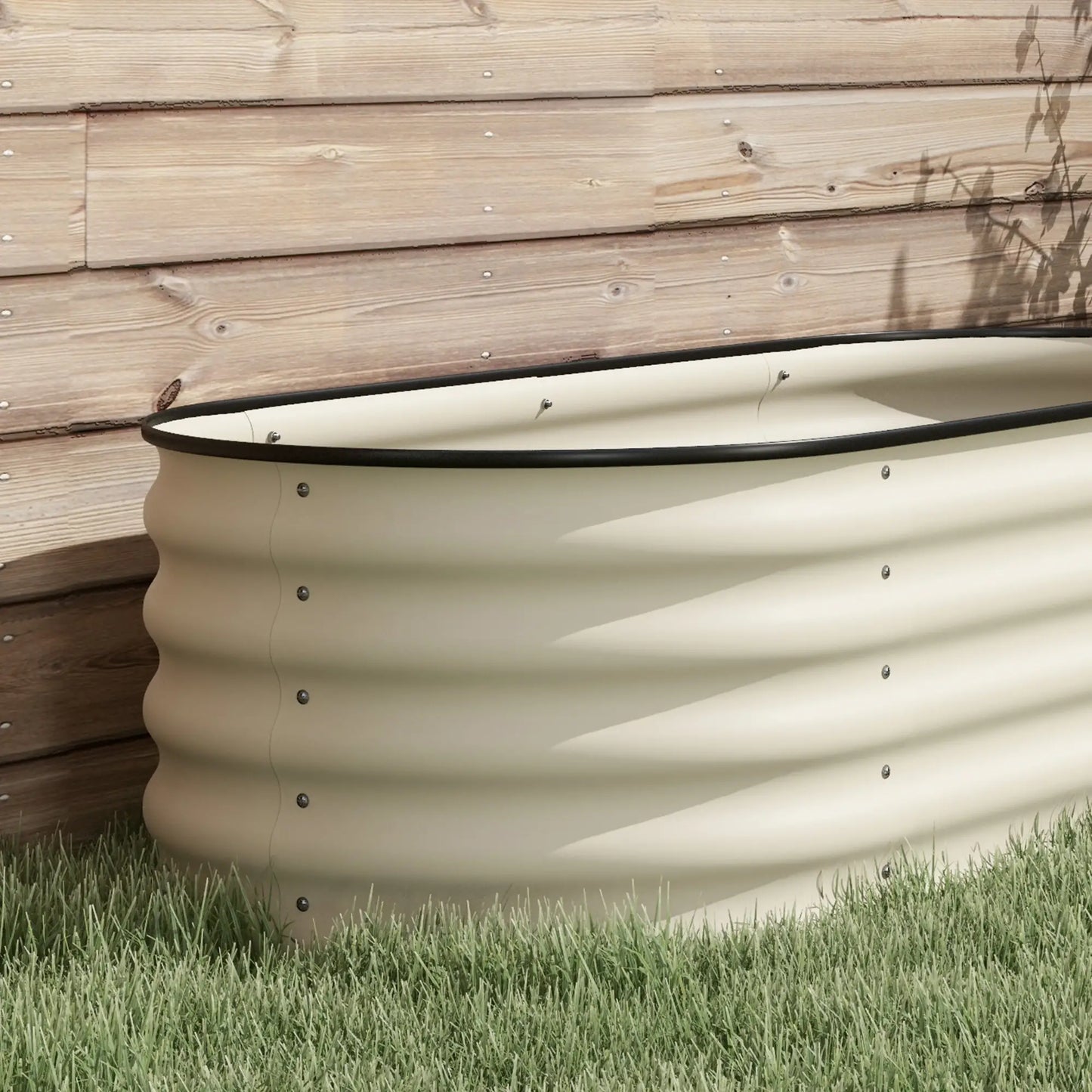 Galvanized Steel Raised Garden Bed, 8 x 2 x 1.5 FT, Cream White