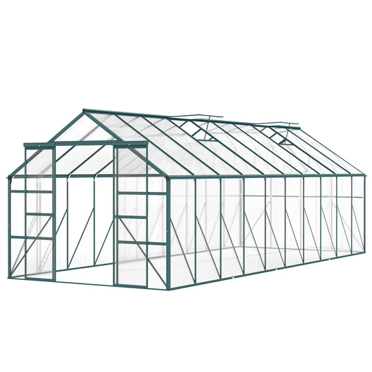 Aluminum Greenhouse, Polycarbonate Walk-In, 20' x 8', Green Walk In Greenhouses Green, Clear at Gallery Canada