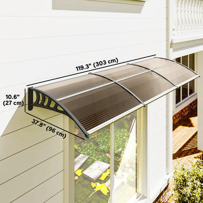 Awning Door Canopy, 119.3" x 37.8", Polycarbonate, UV Protection, Brown Door Awnings at Gallery Canada