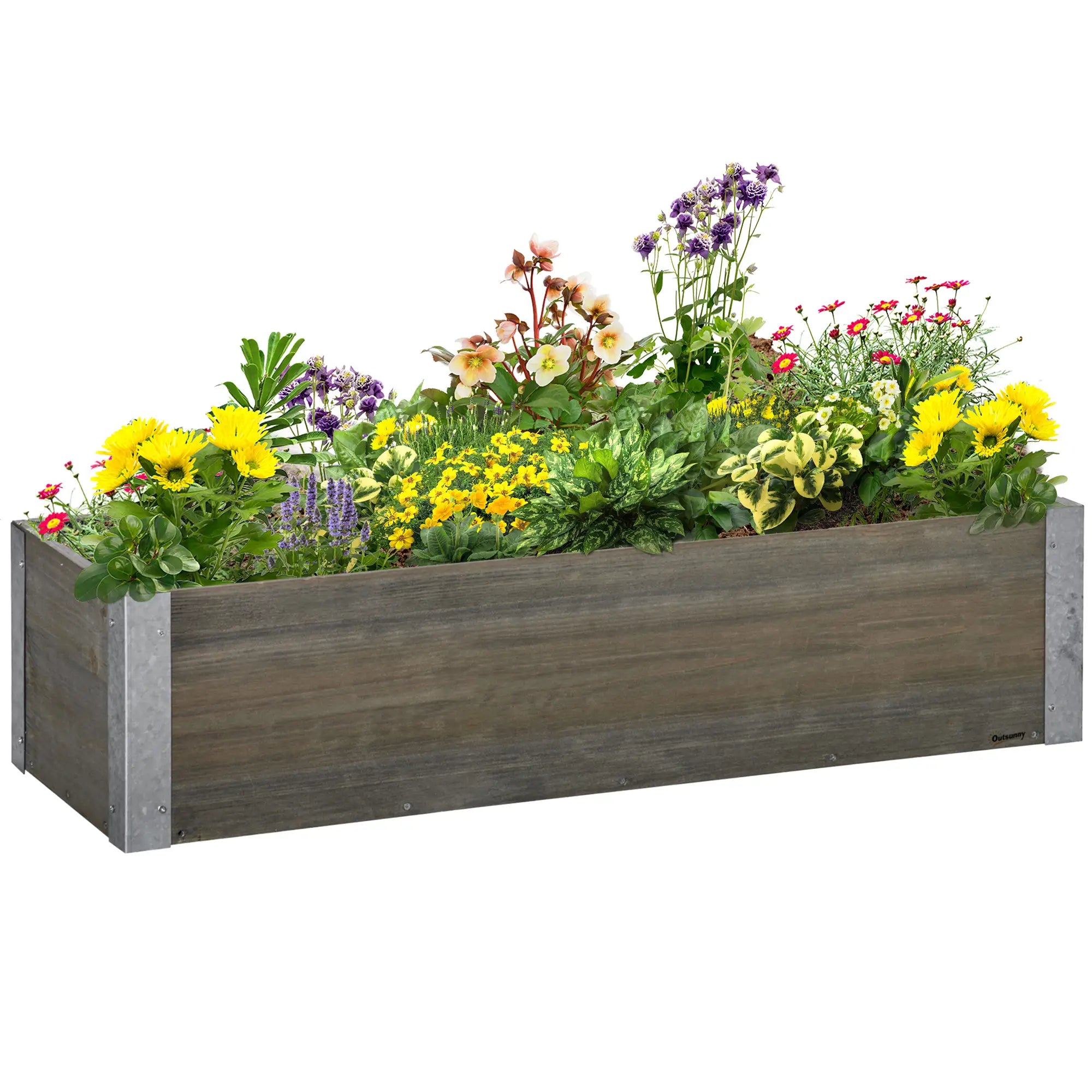 3' x 1' Raised Garden Bed, Elevated Wooden Planter Box, Light Grey Galvanized Planter Boxes Light Grey at Gallery Canada
