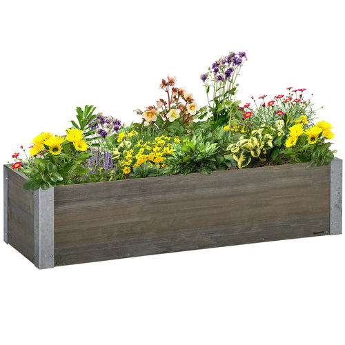 3' x 1' Raised Garden Bed, Elevated Wooden Planter Box, Light Grey