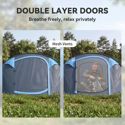 4 Person Pop Up Tent, Automatic Setup, With Doors, Windows, Carry Bag, Blue Camping Tents at Gallery Canada