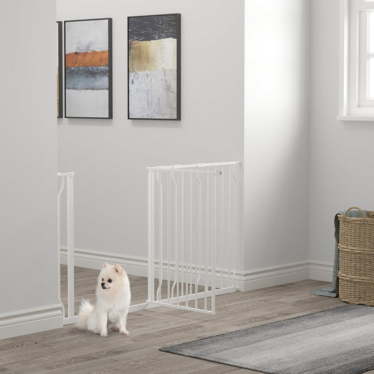30"- 57" Extra Wide Dog Gate with Door, Double Locking System, Easy Install Pet Gate for Stairs, Hallways, and Doorways, White - Gallery Canada