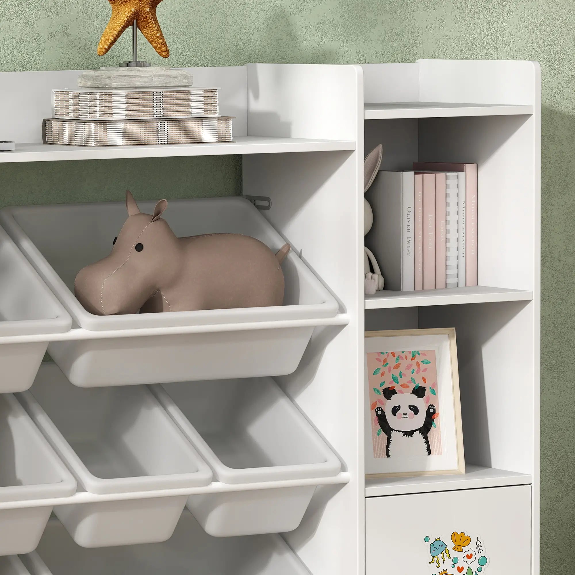 Kids Toy Organizer With 8 Removable Bins, Bookshelf, White Bookshelves & Bookcases at Gallery Canada