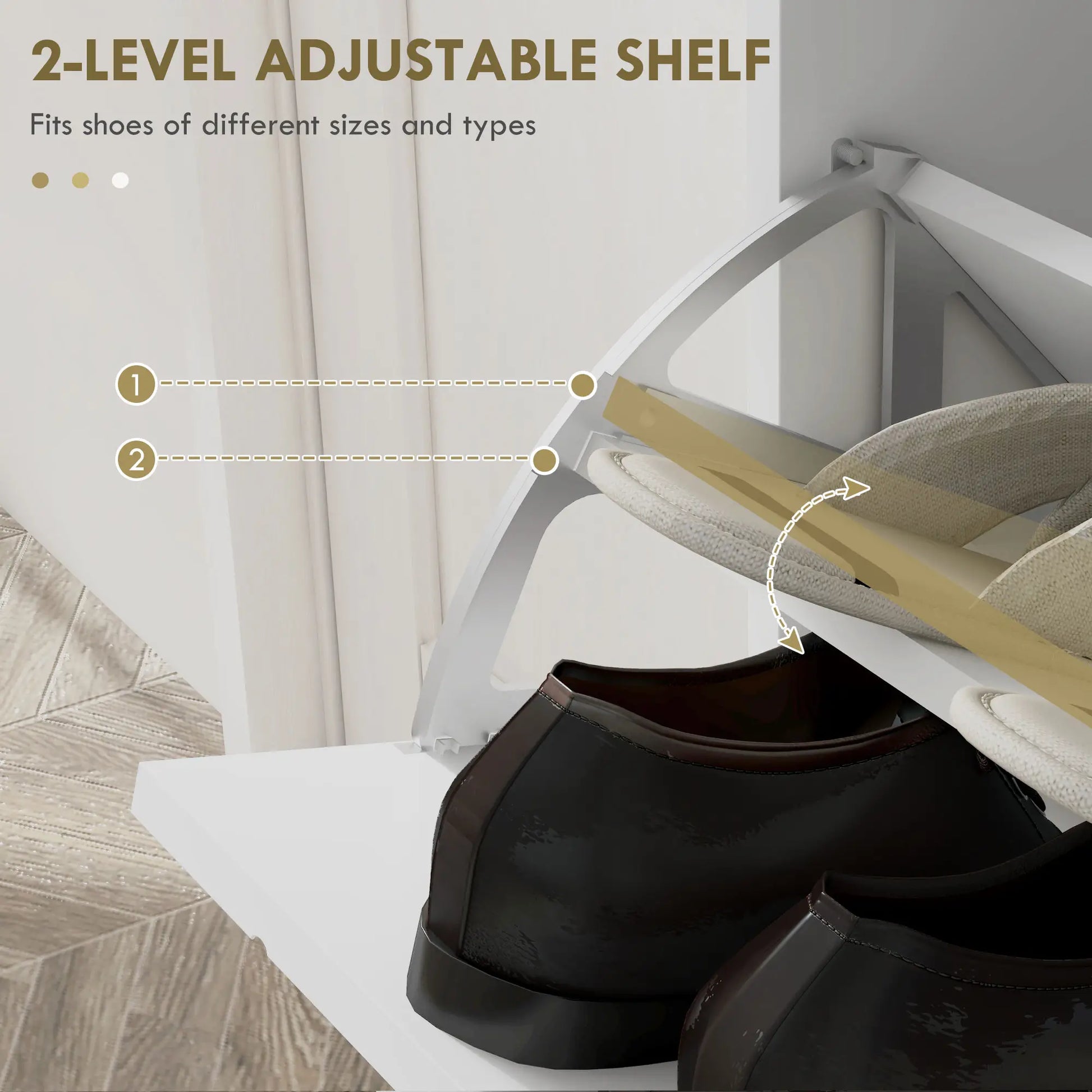 Shoe Storage Cabinet, 4 Flip Drawers, Adjustable Shelf, Holds 16 Pairs, White Shoe Storage Cabinets & Racks at Gallery Canada