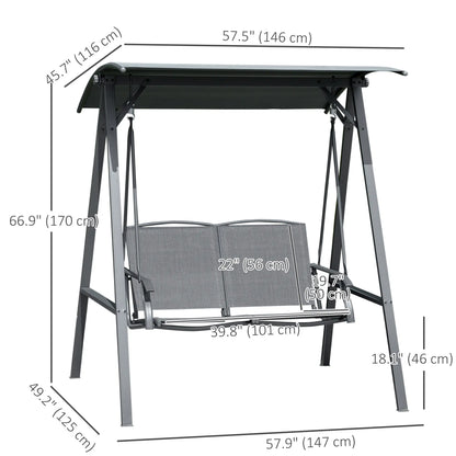 2-Seat Outdoor Porch Swing With Adjustable Canopy, Removable Seat, Steel Frame Patio Swings with Stand at Gallery Canada