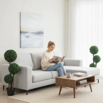 35 Inch Artificial Boxwood Topiary Tree Set of 2, Indoor Outdoor, Green Artificial Trees at Gallery Canada