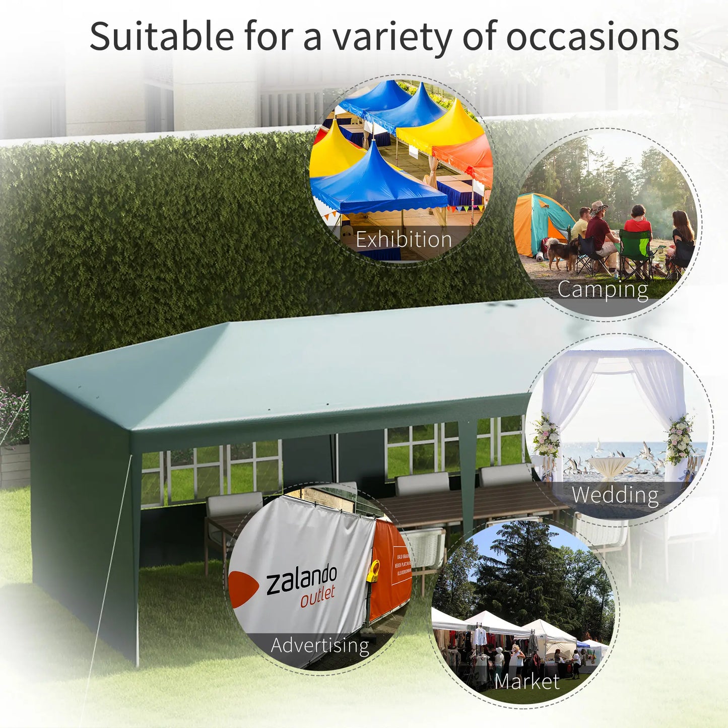 10' x 29' Canopy Tent, Party Tent with Sidewalls, Large Windows, Green Canopy Tents at Gallery Canada