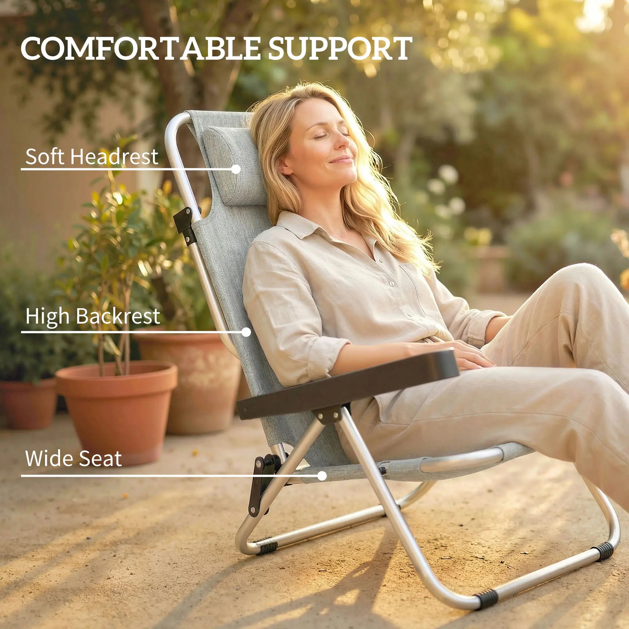 Folding Lounge Chair Set, Reclining Outdoor Chairs, 4-Position Adjustable Lounger Chairs at Gallery Canada