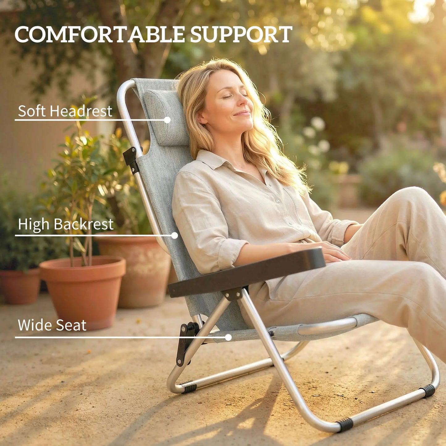 Folding Lounge Chair Set, Reclining Outdoor Chairs, 4-Position Adjustable Lounger Chairs at Gallery Canada