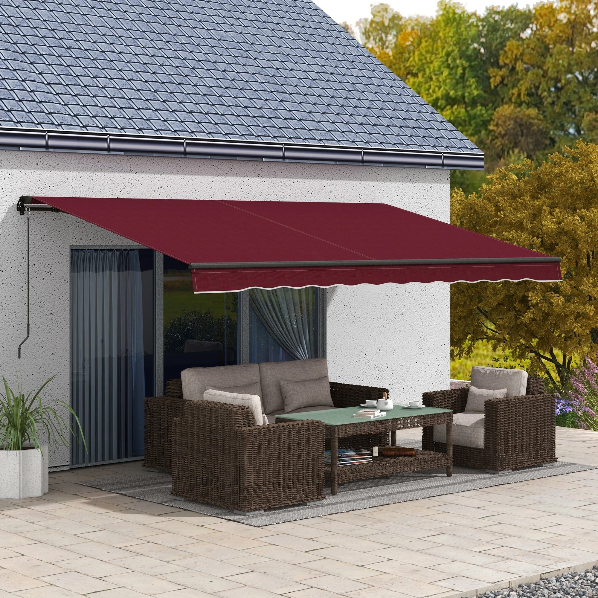 15' x 10' Retractable Awning, UV Resistant Sunshade, Wine Red Window Awnings at Gallery Canada