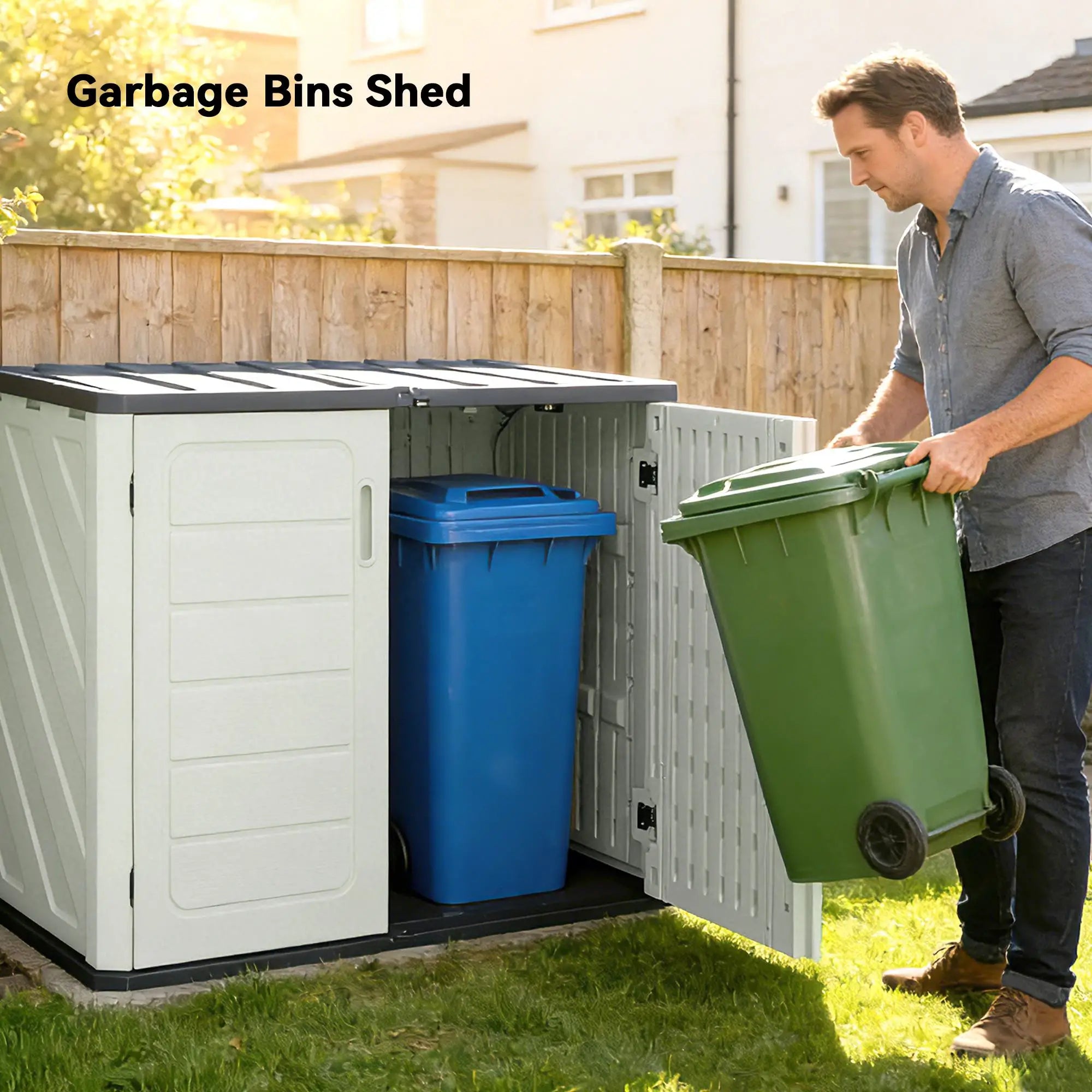 35 Cu.Ft Outdoor Storage Cabinet, Waterproof HDPE Shed With Lockable Doors Outdoor Storage Cabinet at Gallery Canada