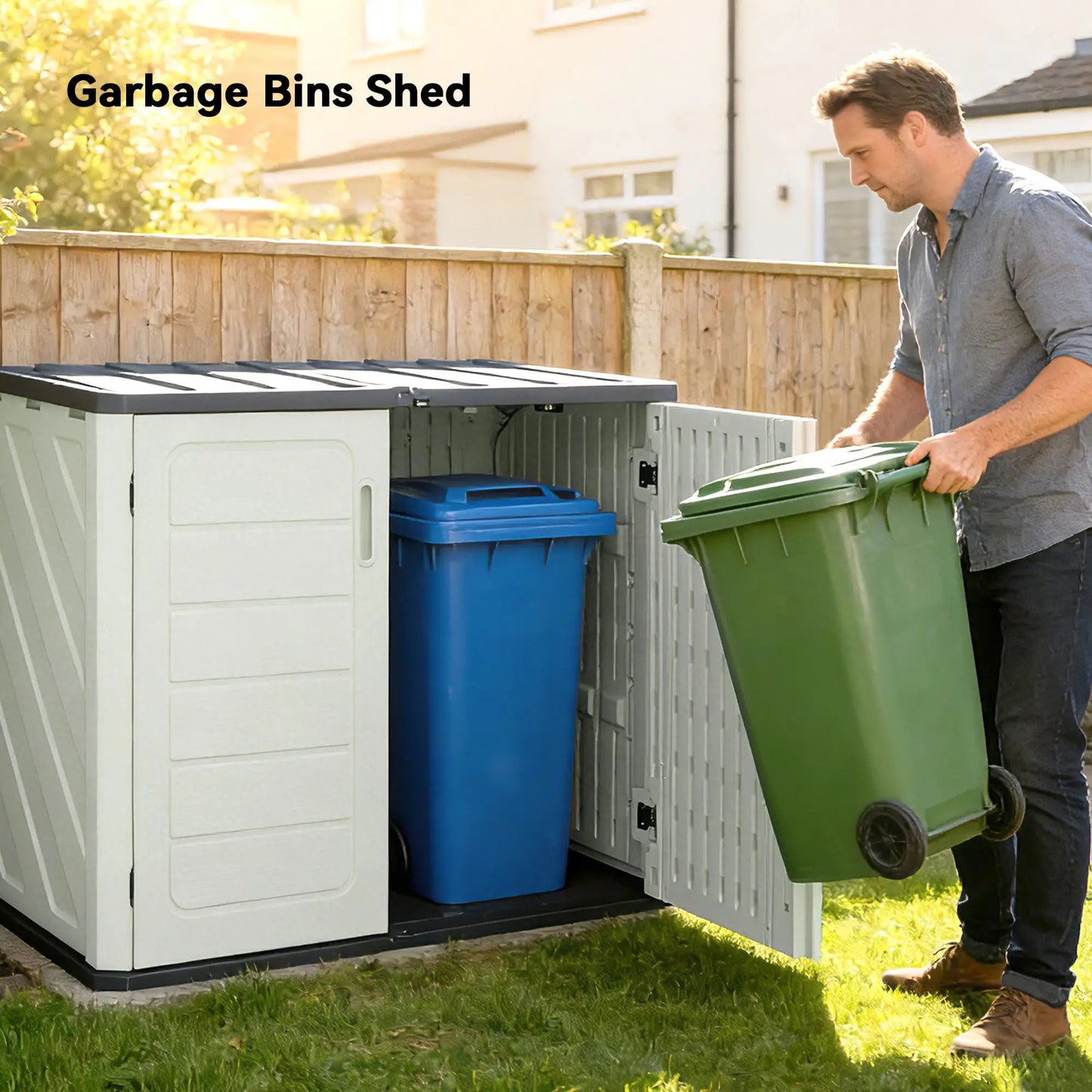 35 Cu.Ft Outdoor Storage Cabinet, Waterproof HDPE Shed With Lockable Doors Outdoor Storage Cabinet at Gallery Canada