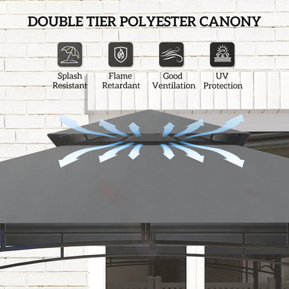 8' x 5' Grill Gazebo, Double Tiered, LED Light, Shelves, Dark Grey BBQ Grill Gazebos at Gallery Canada