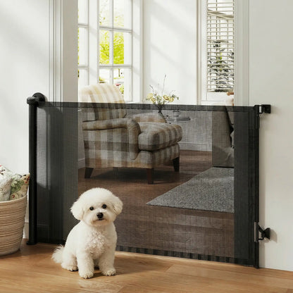 Retractable Dog Gate, 36.6" Tall, 55" Wide Mesh Pet Gate Pet Gates at Gallery Canada