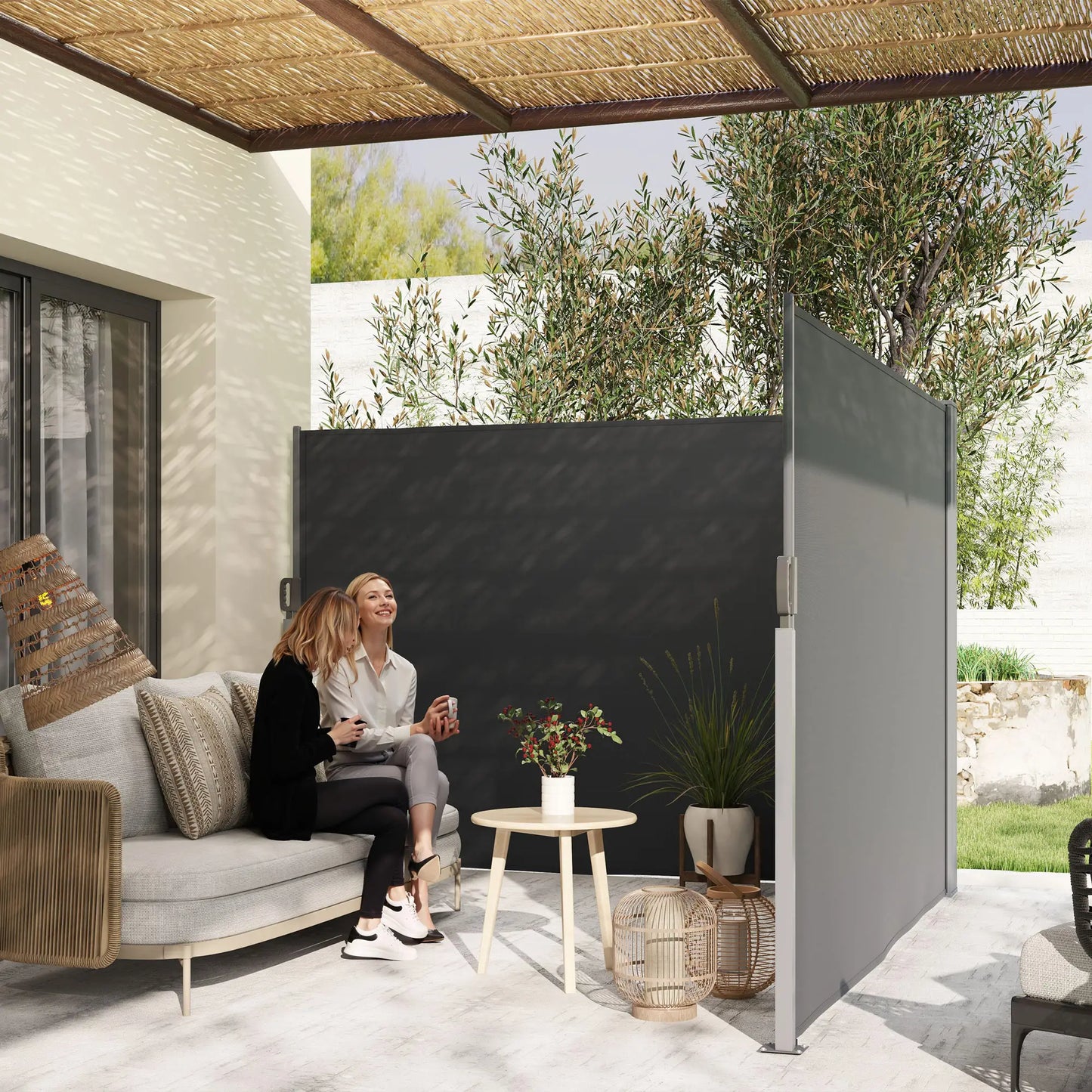 Retractable Double Side Awning, 79"x236", Charcoal Grey Retractable Side Awning at Gallery Canada