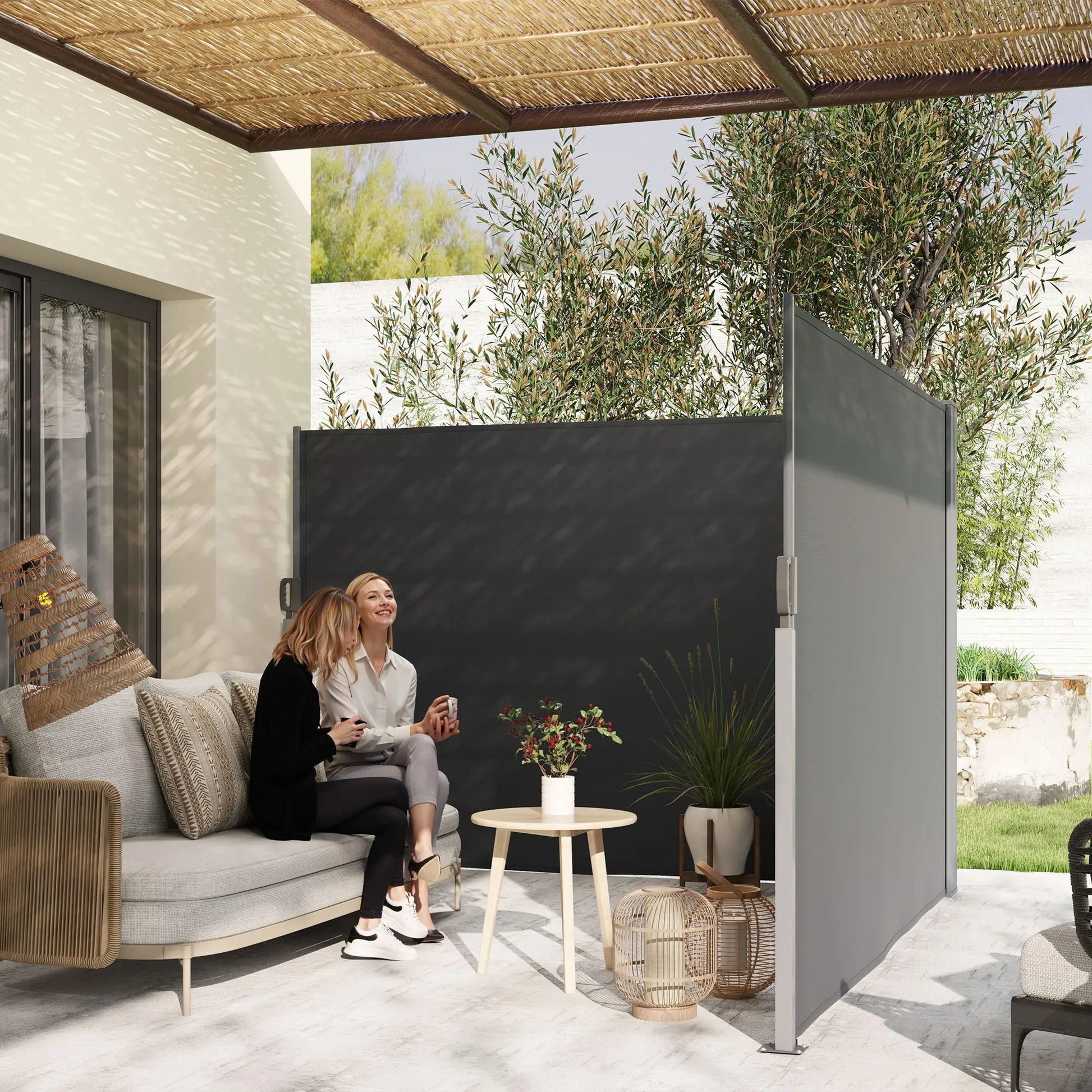 Retractable Double Side Awning, 79"x236", Charcoal Grey Retractable Side Awning at Gallery Canada