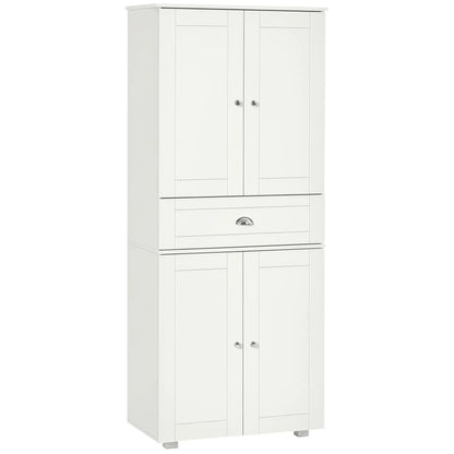 72" Kitchen Pantry Cabinet, 4 Doors, 3 Adjustable Shelves, White Kitchen Pantry Cabinets White at Gallery Canada