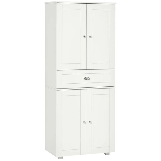 72" Kitchen Pantry Cabinet, 4 Doors, 3 Adjustable Shelves, White Kitchen Pantry Cabinets White at Gallery Canada