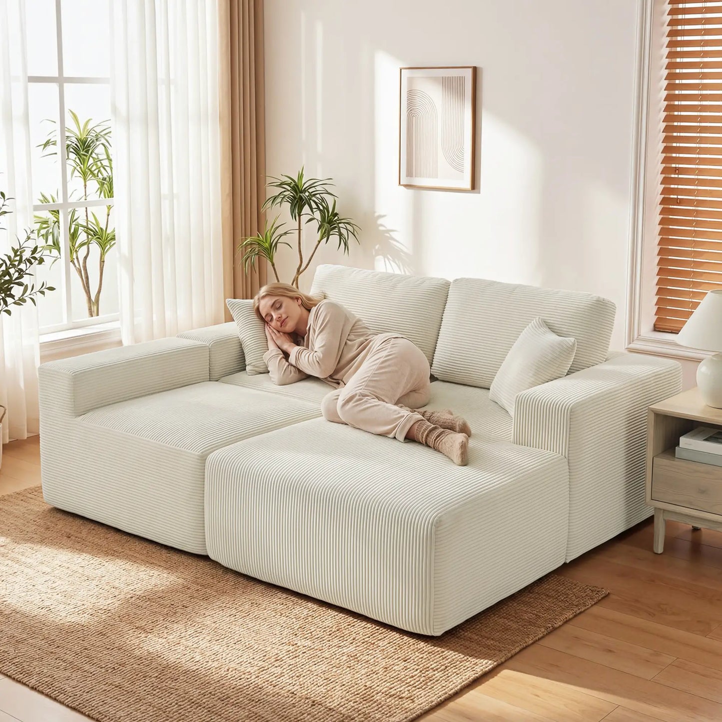 Modular Sectional Sofa, L Shaped Couch Sofa Bed, Cream White 3-Seater Sofas at Gallery Canada