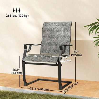 C Spring Motion Patio Chairs Set of 2, High Backrest, Armrest, Breathable Fabric Patio Chairs at Gallery Canada