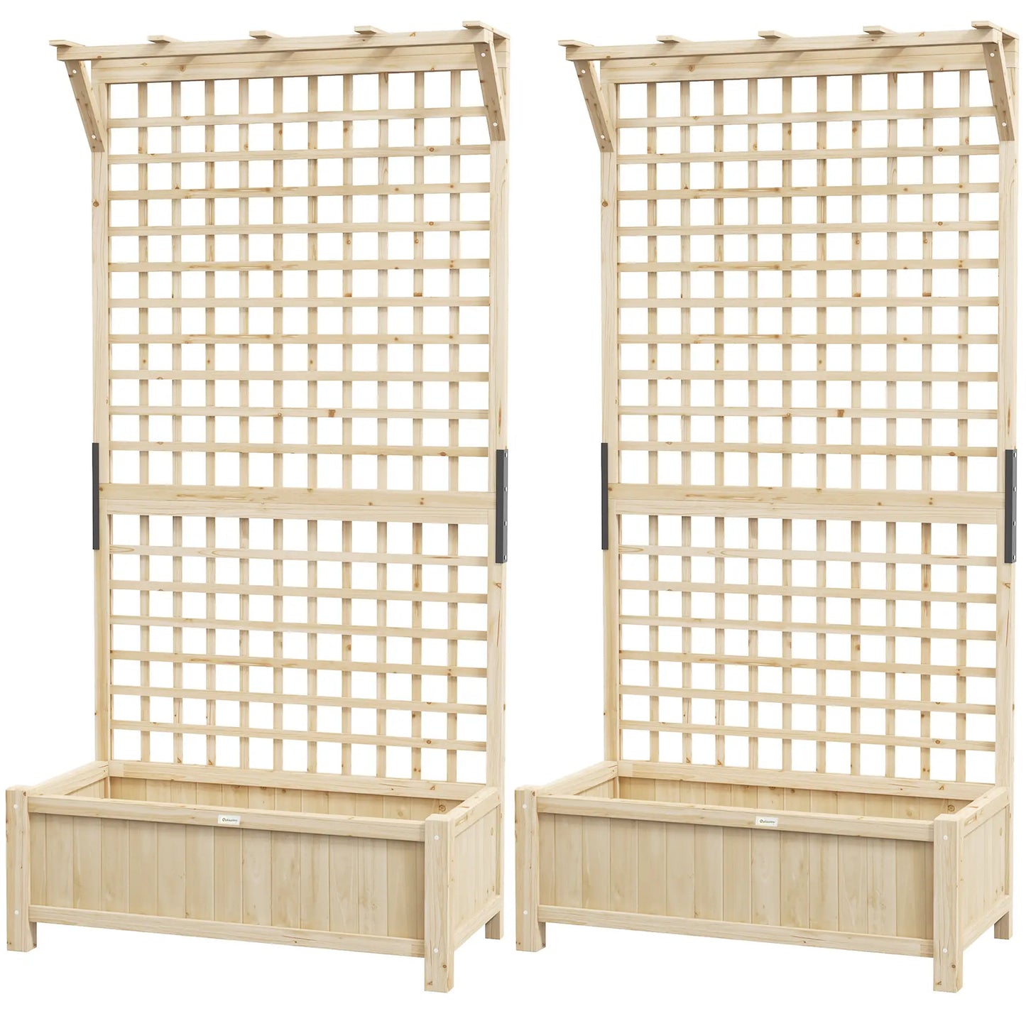 Wood Planter With Trellis For Climbing Plants, Raised Garden Bed Wooden Planter Boxes Natural at Gallery Canada