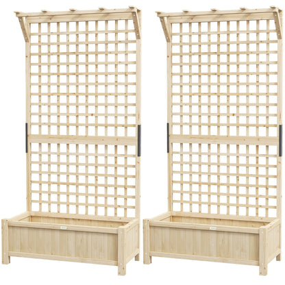 Wood Planter With Trellis For Climbing Plants, Raised Garden Bed Wooden Planter Boxes Natural at Gallery Canada