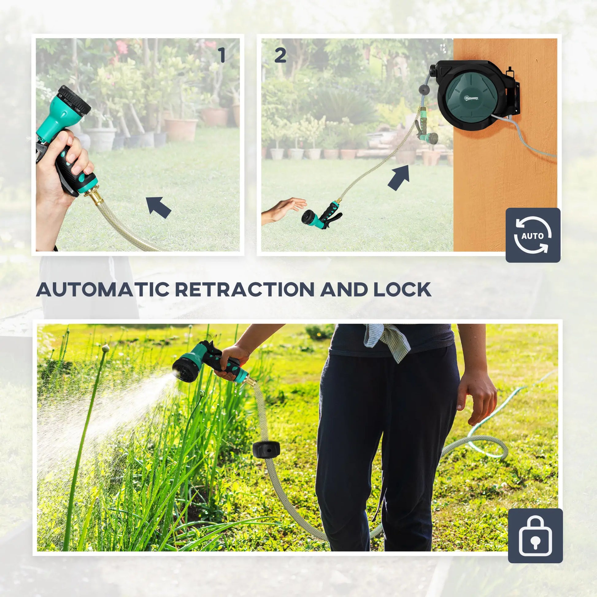 1/2 in x 100ft Wall Mounted Garden Hose Reel, Auto Rewind, Black Garden Accessories at Gallery Canada