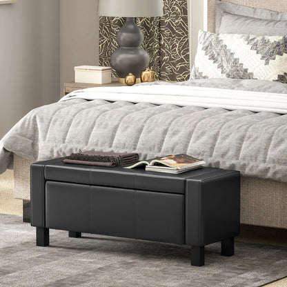 42" Faux Leather Storage Ottoman Bench, Black Storage Ottomans & Benches at Gallery Canada