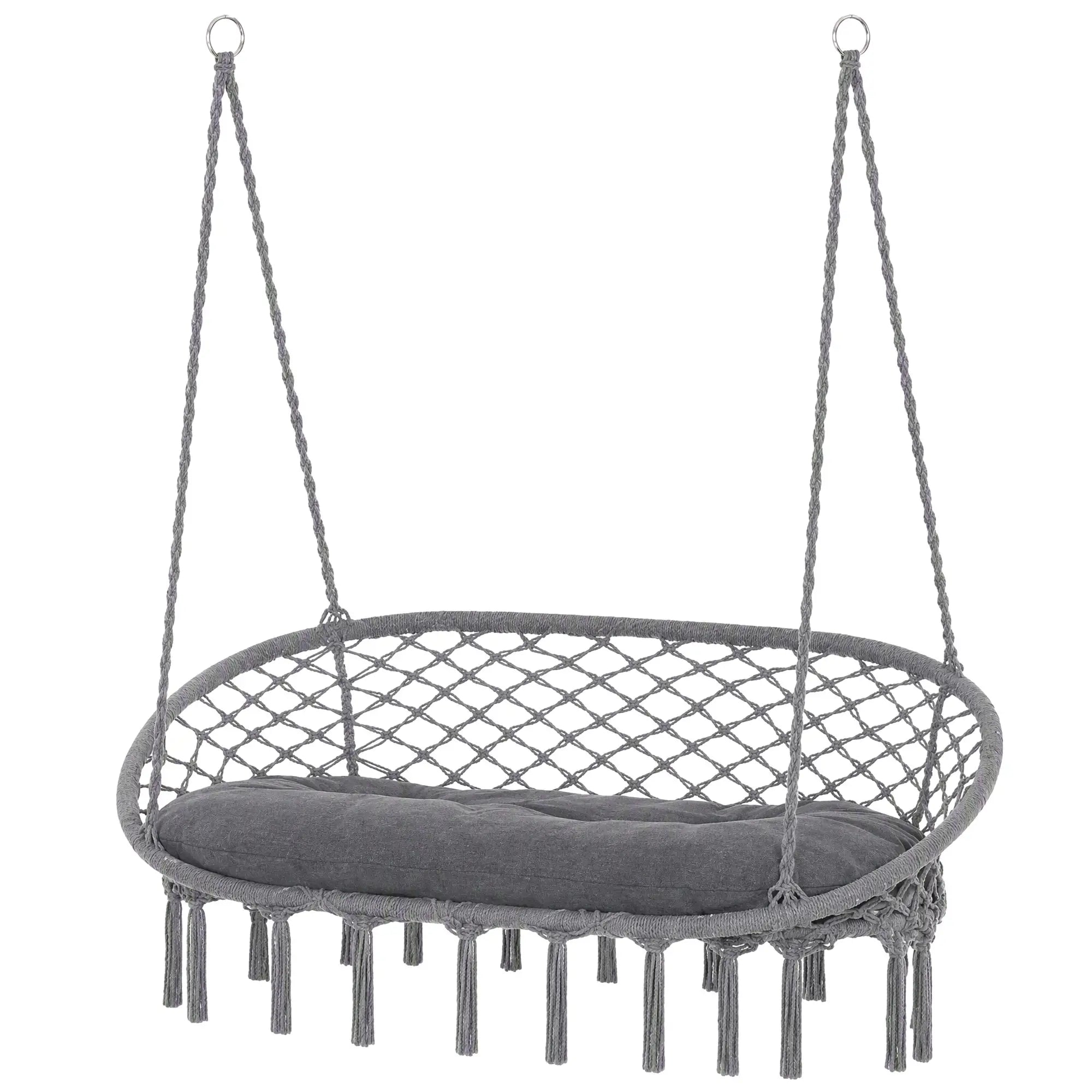 Hanging Macrame Swing Chair With Cushion, 2 Seat Hammock Swings at Gallery Canada