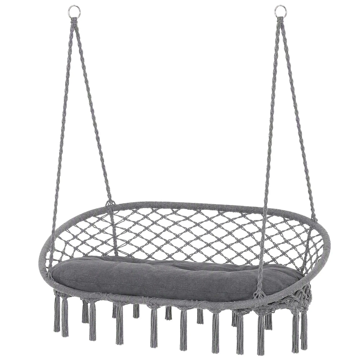 Hanging Macrame Swing Chair With Cushion, 2 Seat Hammock Swings at Gallery Canada